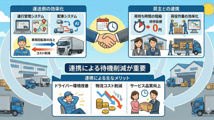 運送業の待機時間ルールは２時間以内、目標時間は１時間以内