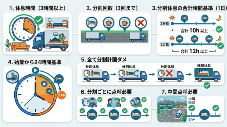 運送業の分割休息の注意点｜２０２４年改正ルールをわかりやすく解説